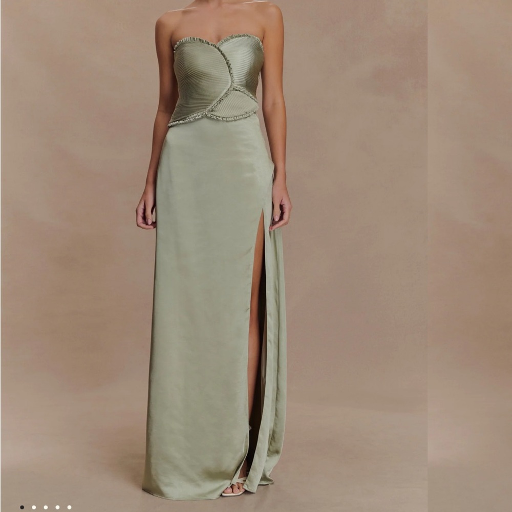 ❌❌SOLD❌❌Meshki Larissa Dress Strapless Olive Green Maxi Dress